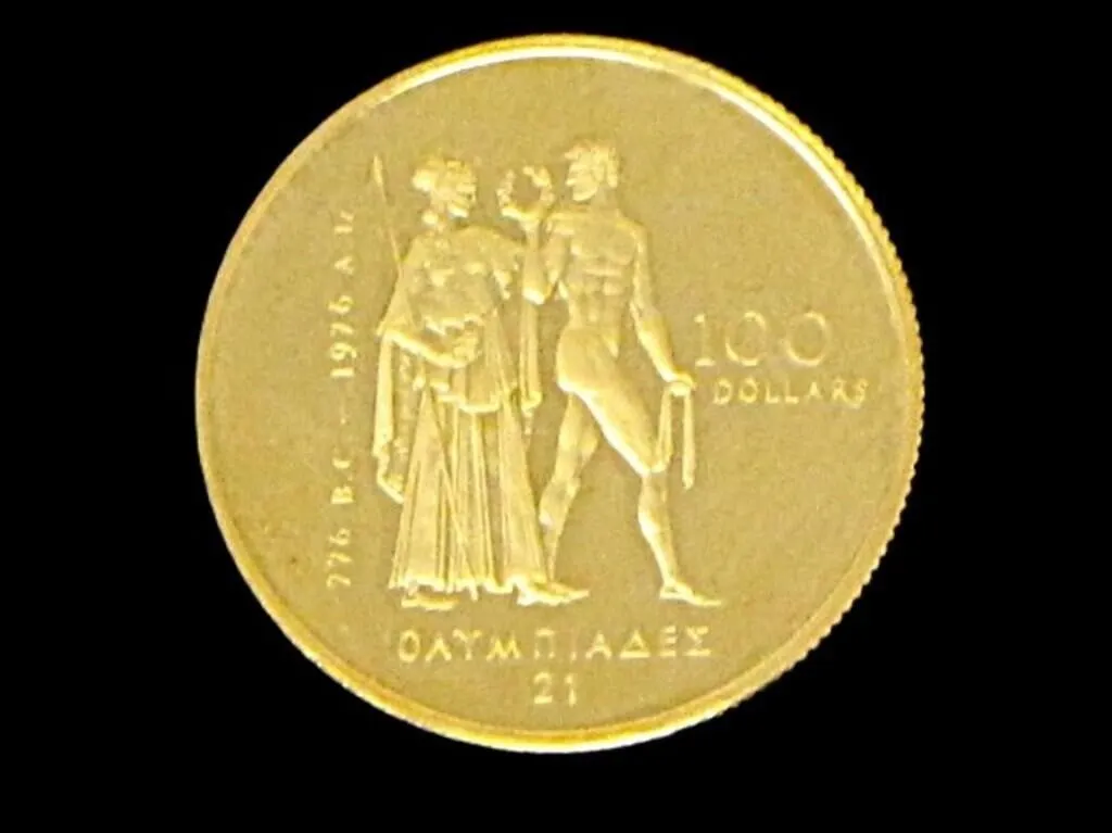 1976 MONTREAL OLYMPICS 22KT GOLD $100 COIN