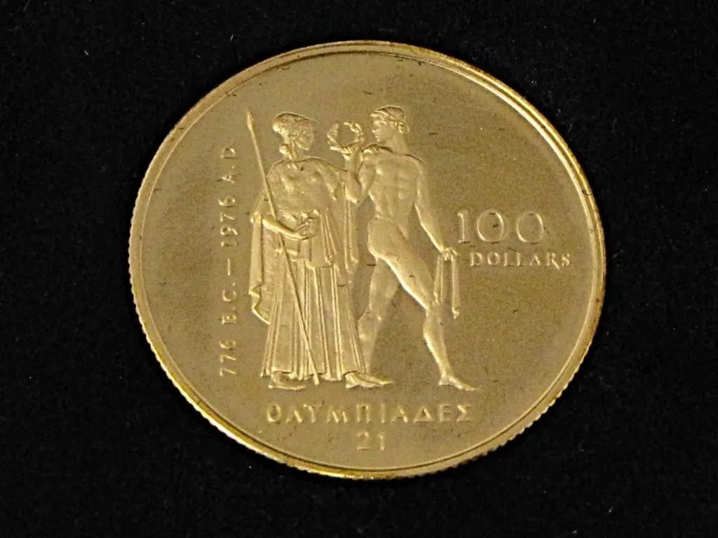 1976 MONTREAL OLYMPICS 22KT GOLD $100 COIN
