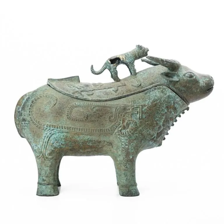 CHINESE ARCHAISTIC BRONZE BUFFALO XIZUN VESSEL