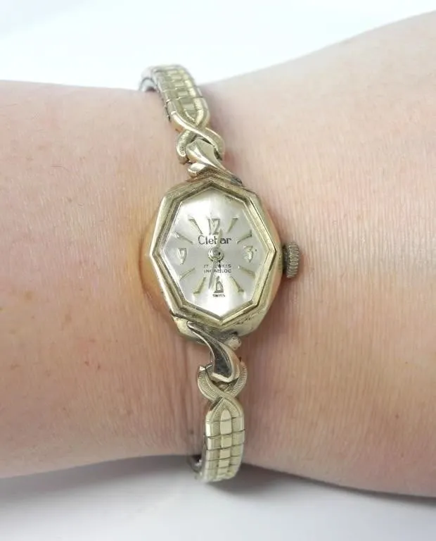 CLEBAR LADY'S 14KT GOLD CASE WRISTWATCH $360.00