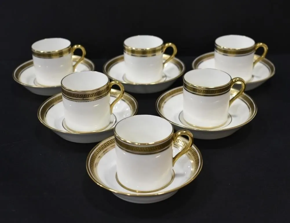 CAULDON CHINA "GOLD GREEK KEY" DEMITASSE SET