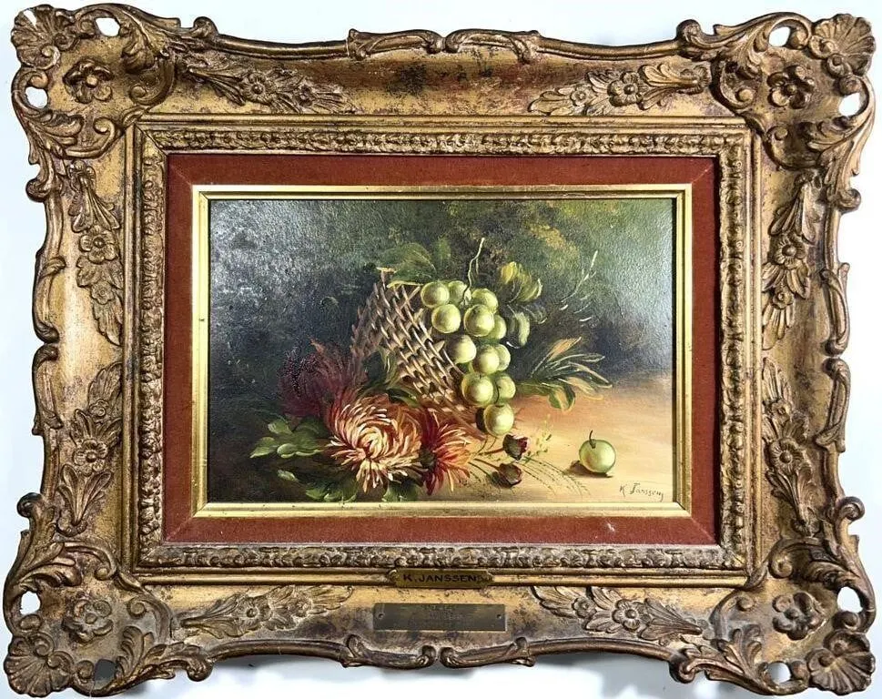 K. JANSSENS FLORAL & FRUIT STILL LIFE OIL