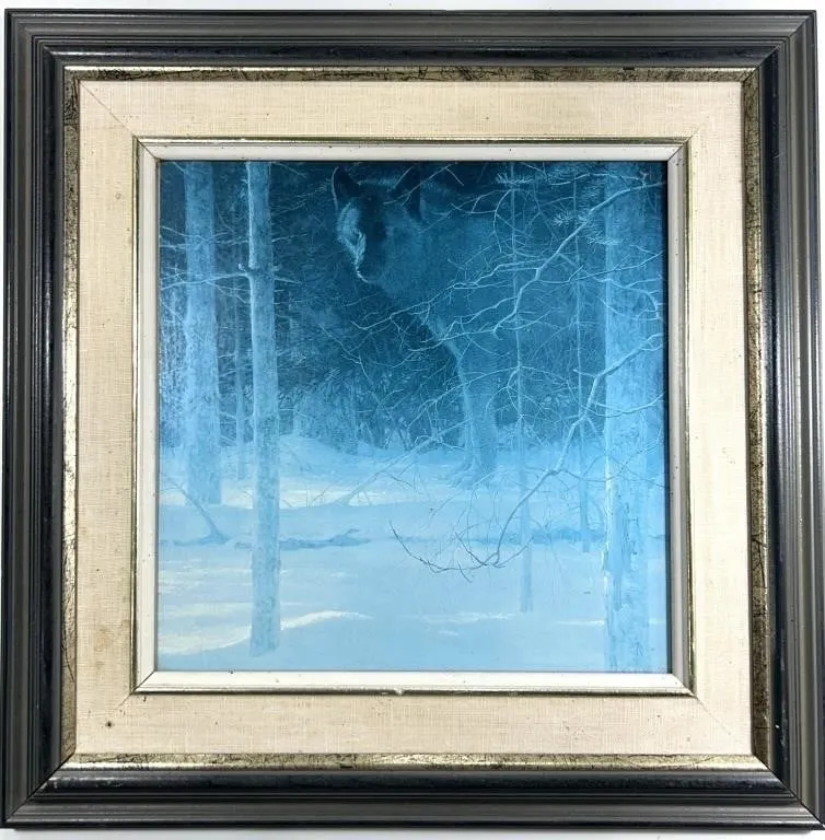 ROBERT BATEMAN 'MIDNIGHT BLACK WOLF' FRAMED PRINT