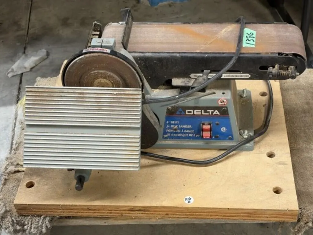 Delta 4 " Belt / 6 “ Disc Sander Mounted On Board