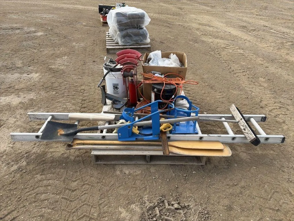 Pallet of Ladder, Barrel Clamp & More