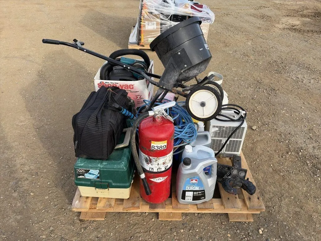 Pallet of Heater, Tackle Box Shop Vac & More
