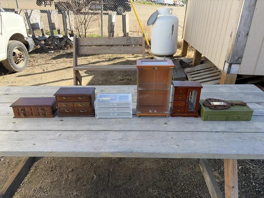 Six Jewelry Boxes with Jewelry