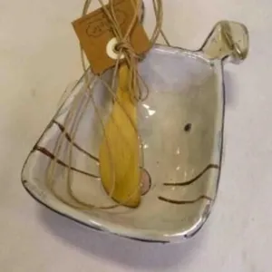 "Mud Pie" Easter Bunny Stoneware Dip Bowl w/Knife