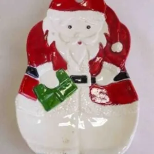 Vintage Hand-Painted Ceramic Santa Trinket Dish
