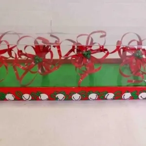 Vintage Set of 4 Red Curled Ribbon Napkin Holders