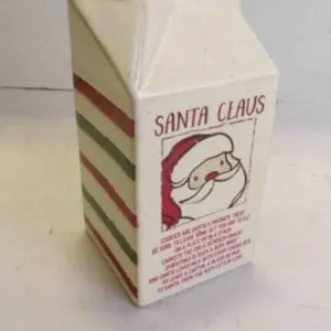 "Mud Pie" Ceramic Christmas Milk Carton Container