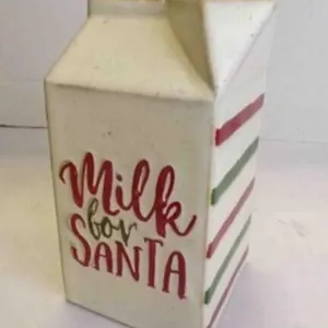 "Mud Pie" Ceramic Christmas Milk Carton Container