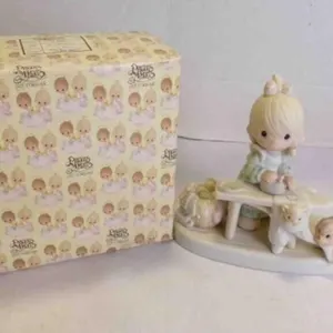 1980s Precious Moments "Press On" Porcelain Figure
