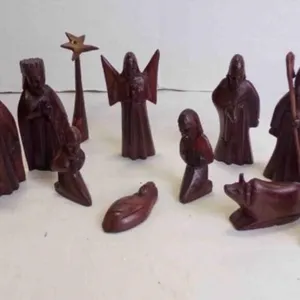 Vintage Hand-Carved African Wood Nativity Figures