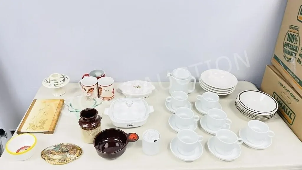 lot of ceramic dishes, coffee mugs & more
