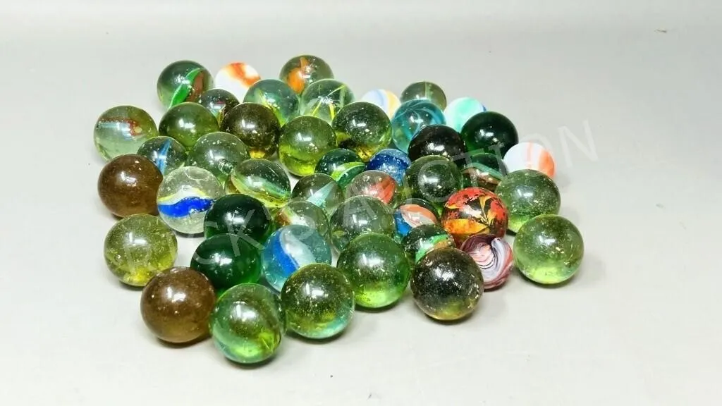 small bin of vintage large marbles