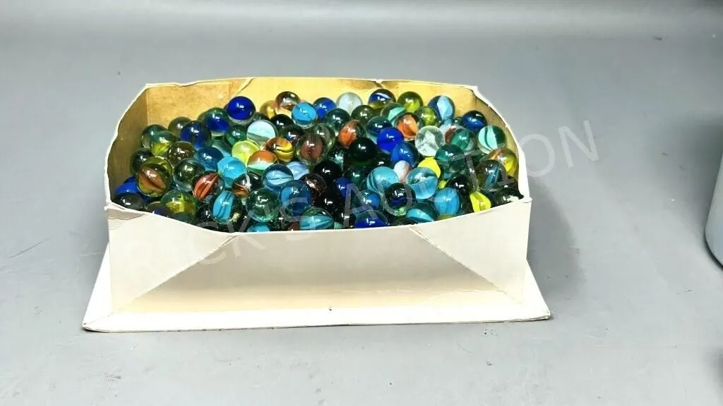 small box of vintage marbles