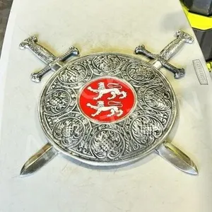 cast aluminum shield wall plaque - 21" long