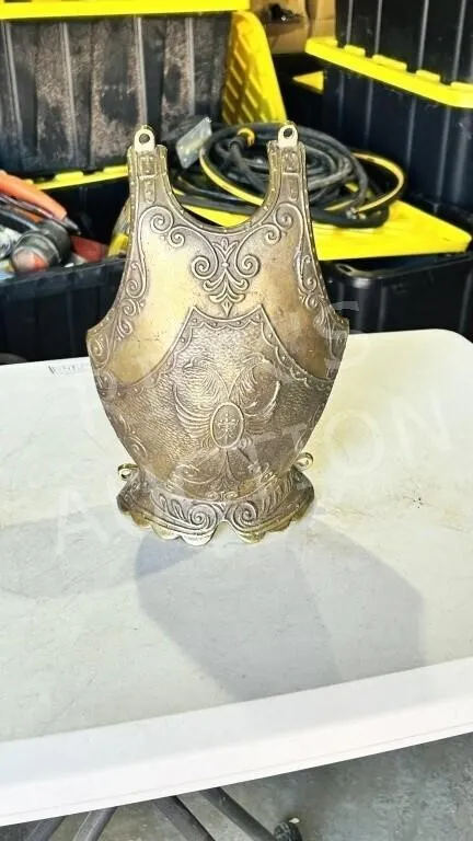 cast brass wall mount breast plate - 7" wide x 11"