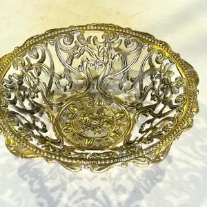 Italian brass bowl w/ rose theme - 10"