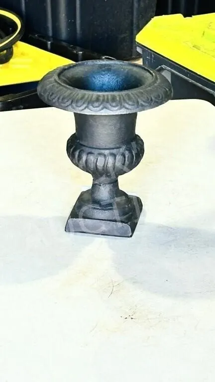 cast metal mini planter vase - 7" tall