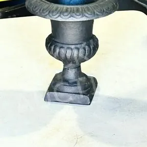 cast metal mini planter vase - 7" tall