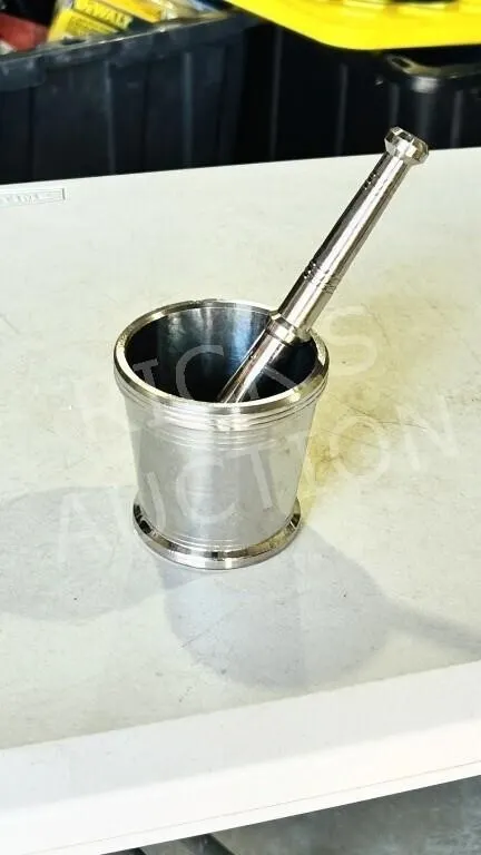 polished metal mortar & pestle set - 4" tall