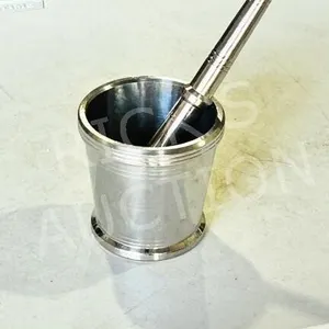 polished metal mortar & pestle set - 4" tall