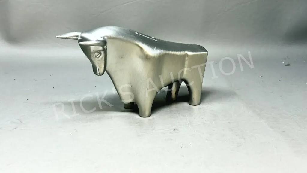 cast aluminum bull coin bank - 7" long