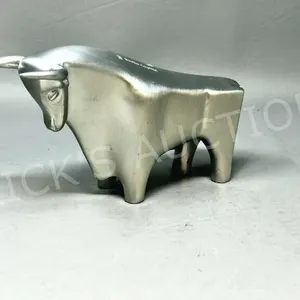 cast aluminum bull coin bank - 7" long