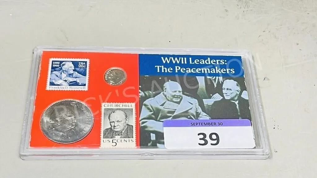 WWII leaders coins & stamps set