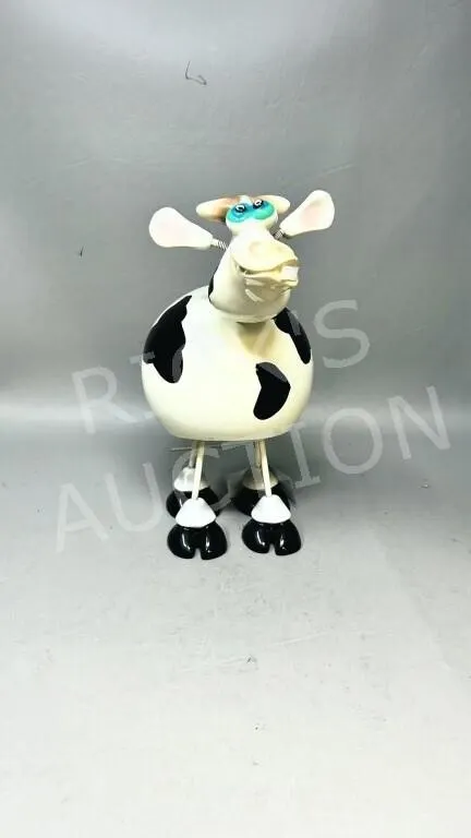 ceramic spring leg cow - 10" tall