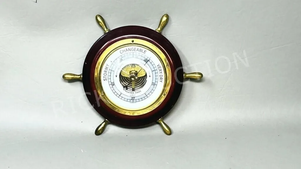 vintage German ship wheel barometer - 7"