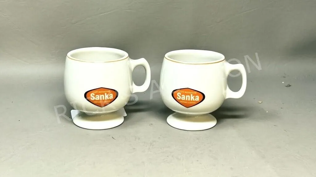 2 vintage Sanka instant coffee cups