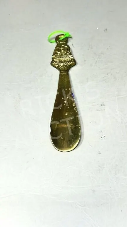 vintage cast brass shoe horn - 8"
