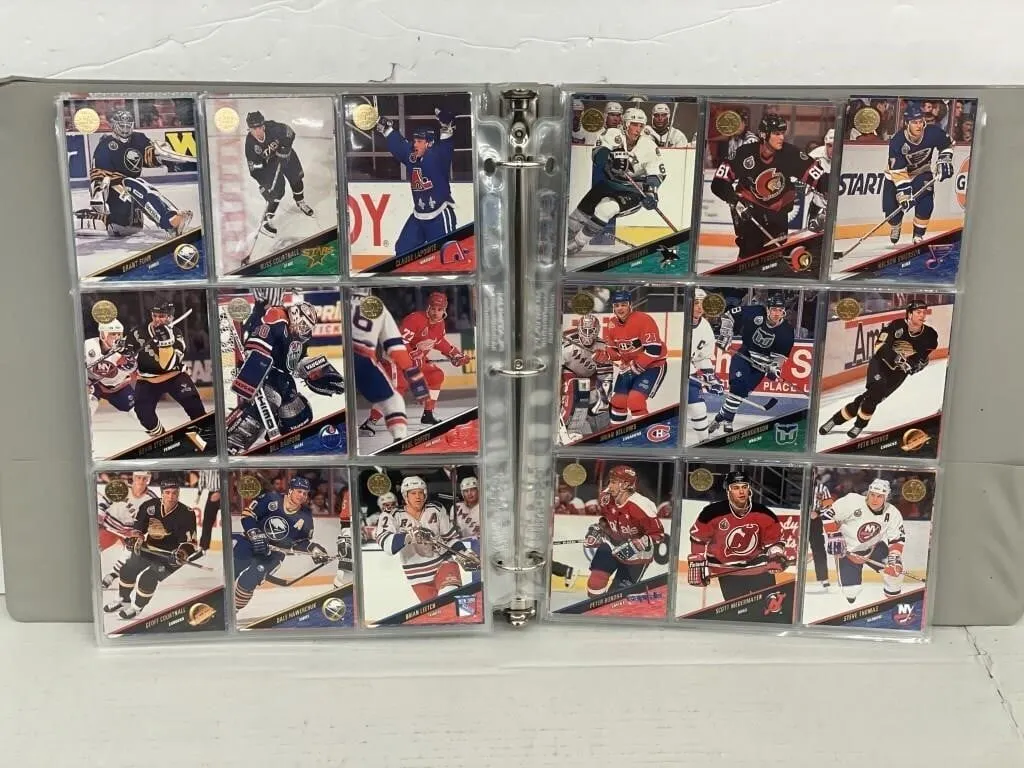 Binder of NHL hockey cards. Mostly from the