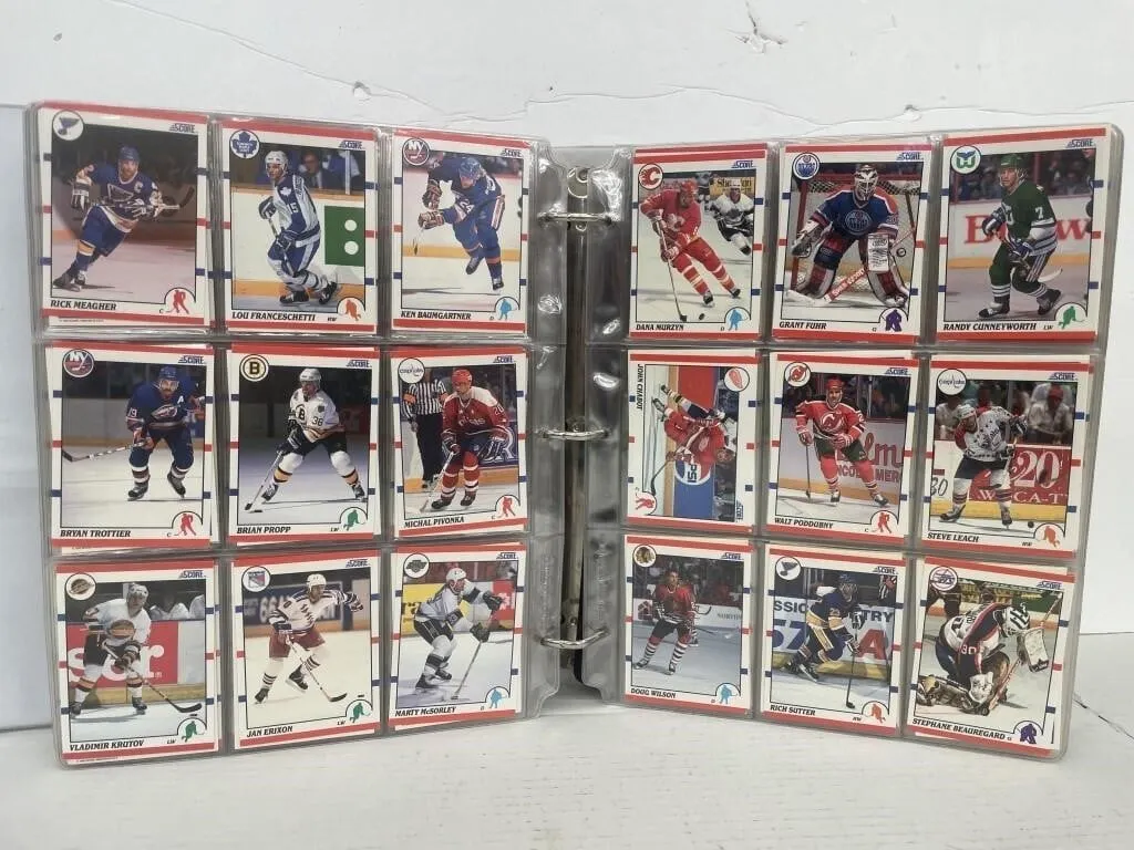 Binder of NHL hockey cards. Mostly from the Score