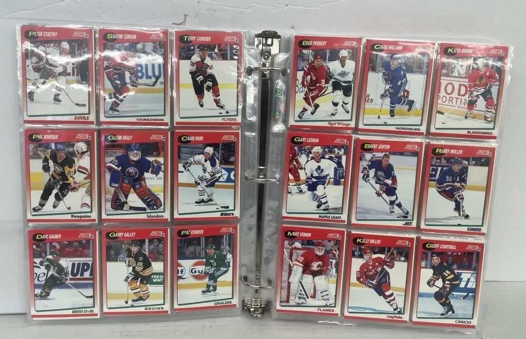 Binder of NHL hockey cards. Mostly from the Score