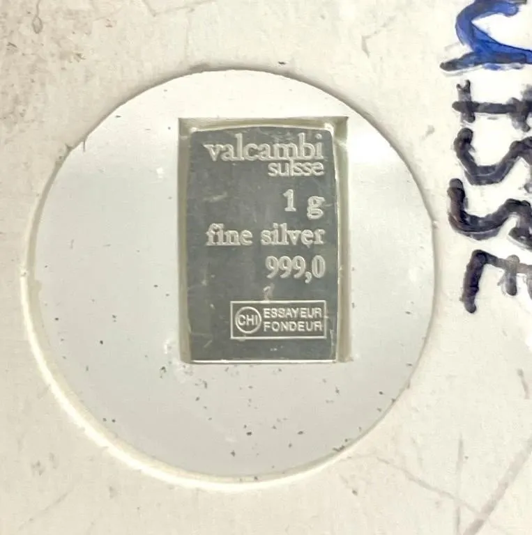 One gram Valcambi Suisse fine silver bar marked