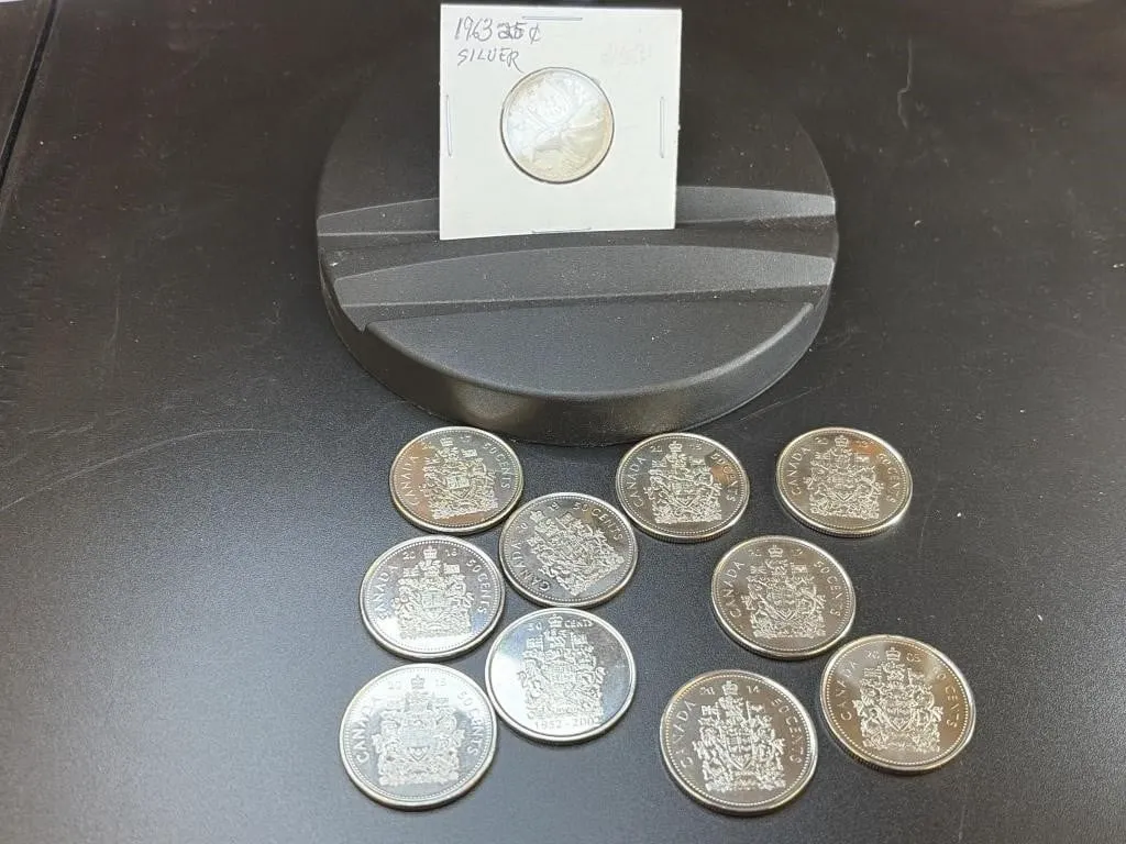 1963 Silver 25 Cents, 10 UNC 50 Cent