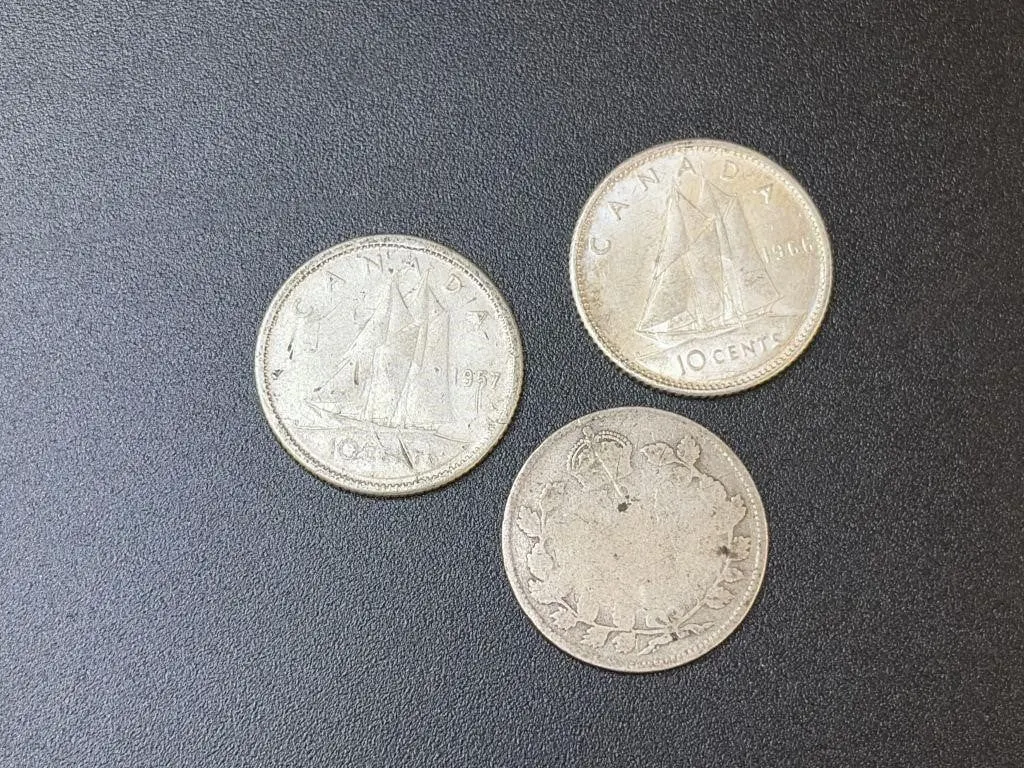 3 Silver 10 Cents - Unknown Date/1957/1966