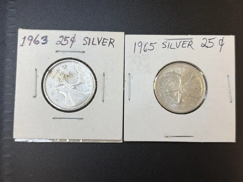 1963 and 1965 Silver 25 Cents