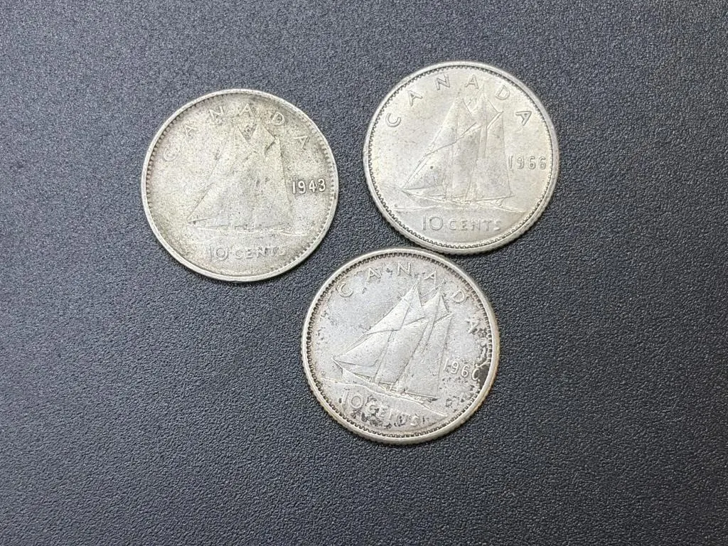 3 Silver 10 Cents - 1943/1960/1966
