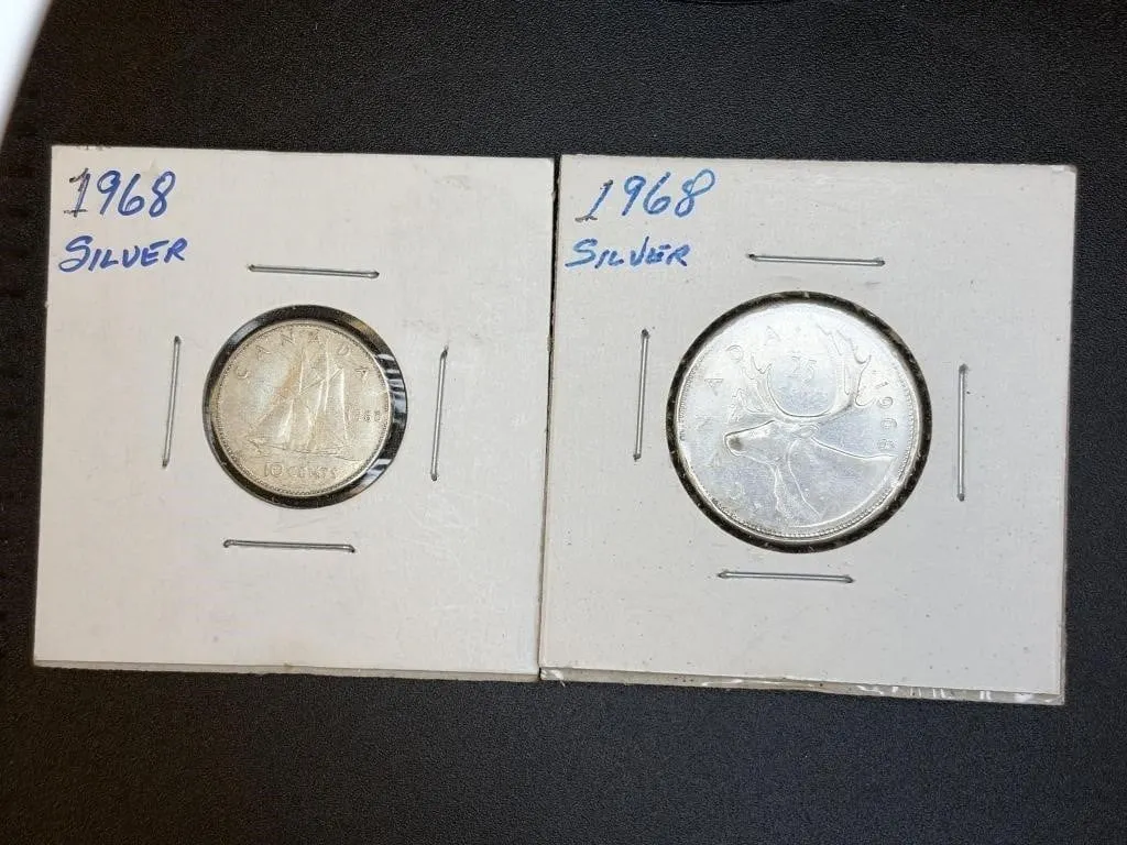 Scarce 1968 Silver 25 Cents and Silver 10 Cents