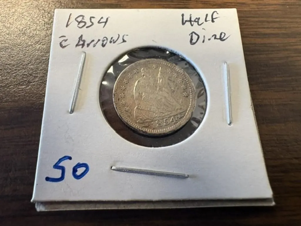 1854 SEATED LIBERTY HALF DIME WITH ARROWS