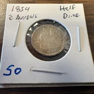 1854 SEATED LIBERTY HALF DIME WITH ARROWS