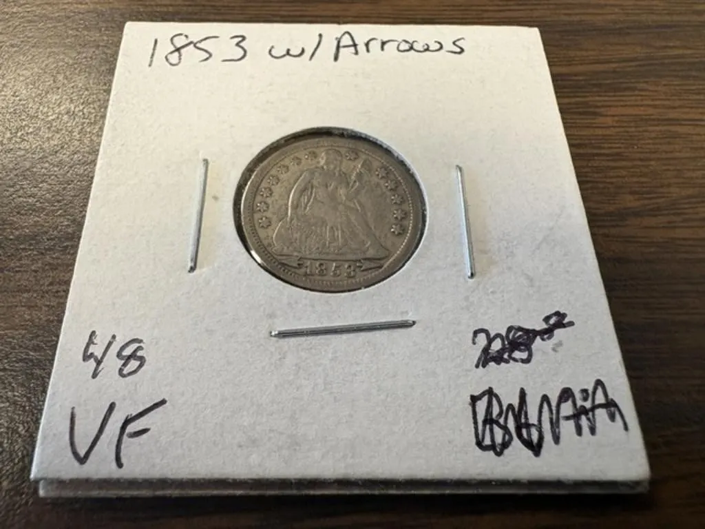 1853 SEATED LIBERTY HALF DIME WITH ARROWS