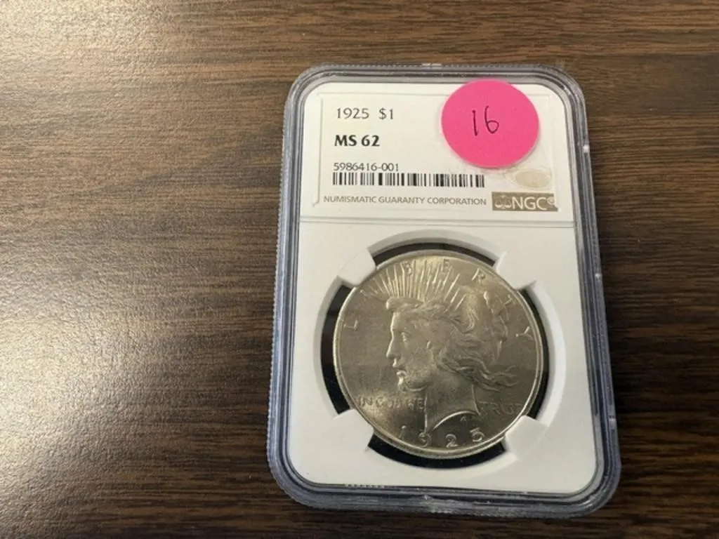 1925 PEACE DOLLAR MS62 NGC