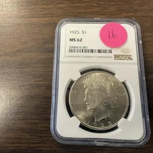 1925 PEACE DOLLAR MS62 NGC