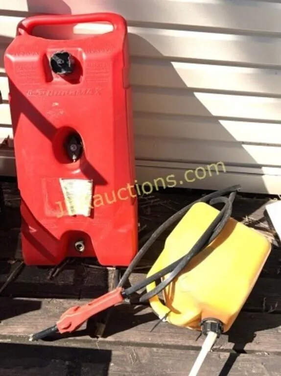 GAS CANS - RED CAN MISSING ONE WHEEL